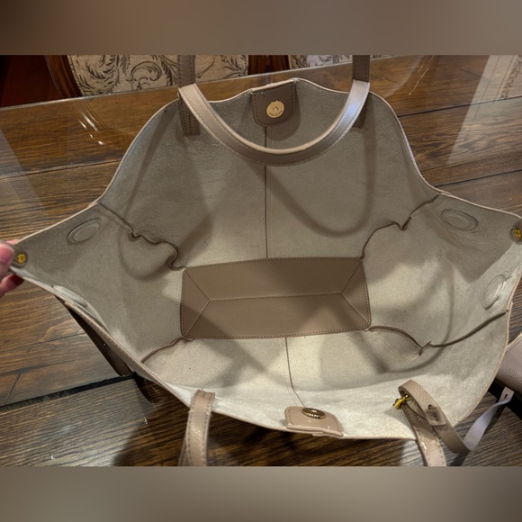 Polene Cyme Textured Taupe Leather Tote - Picture 3 of 16